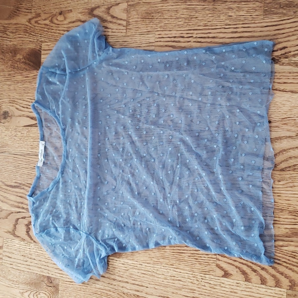 (XS) Antistar Mesh Sheer Polka Dot Top Dainty Fairycore Mermaidcore